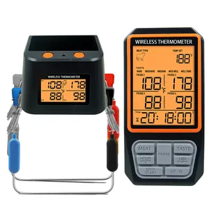 Termometer digital CH-218, nirkabel, multifungsi otomatis membaca jarak jauh asap oven daging