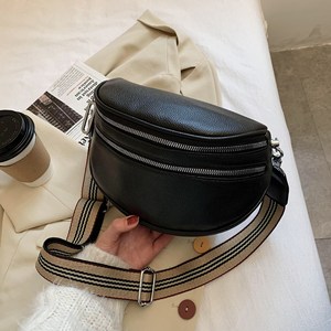 Новинка, кошелек через плечо, забавные сумки, женская модная поясная сумка с двойной молнией, мягкая кожаная поясная сумка через плечо - Product Image 4