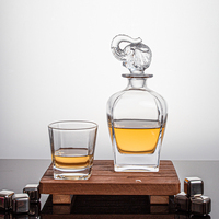 Vente en gros 750ml sans plomb whisky carafe ensemble pour liqueur/bourbon/brandy verre capacité du ménage