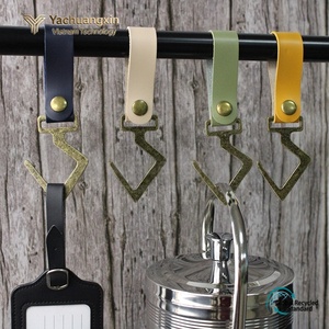 Leather Hook Hangers With Metal Clips Multi Color <b>Camping</b> Outdoor Storage Hooks For Clothes Drying And <b>Kitchen</b> Use - Product Image 6