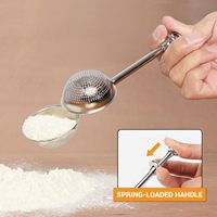 Tamis de cuisine, outils de pâtisserie, filtre à farine en acier inoxydable argenté
