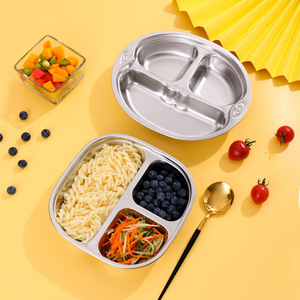 Smile Face Monkey Acero inoxidable 304 Plato de alimentación para bebés Plato de cena para niños Bandeja de comidas para niños - Product Image 3