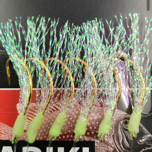 Lunker acier à haute teneur en carbone Sabiki <span class=keywords><strong>Rig</strong></span> crochets lumineux perle rougeoyante peau de poisson leurre de pêche pour la carpe pour fond d'eau douce salée