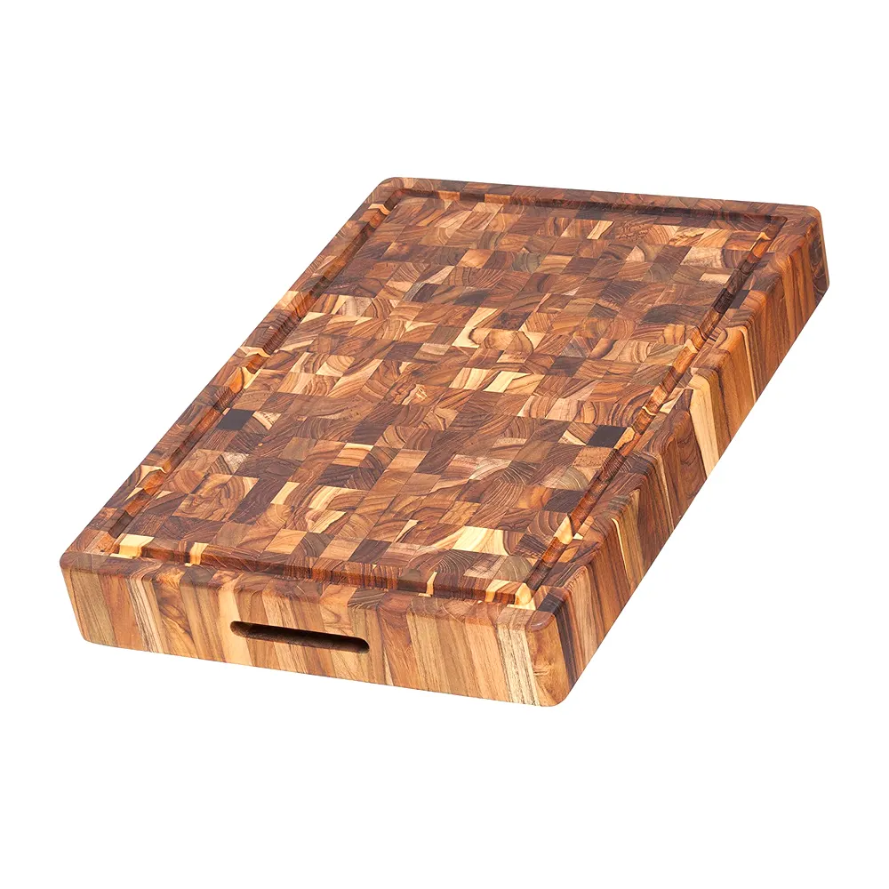 Rectangle Boucher Bloc Planche Noyer Acacia Bois Bloc À Découper En Bois Teck Fin Grain Personnalisé Planche À Découper En Gros