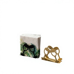 Serviettes en papier jetables imprimées feuilles tropicales avec motif lunettes de soleil, forme rectangulaire, style fantaisie, napperons et sous-plats - Product Image 1