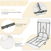 Table de camping pliable légère de 6 pieds, table à manger portable avec pieds en acier et poignée de transport pour pique-nique, fête, mariage, événements