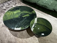 Table basse ronde en pierre de luxe vert avocat, marbre, luxe italien léger, sensation haut de gamme, salon, usage domestique
