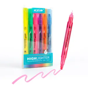 Gxin G-319V Đa Màu Nước Dựa Highlighter Bút Bộ Sáng Đôi Nib Huỳnh Quang Highlighter Bút Đánh Dấu