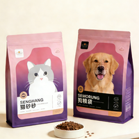 Sachet Doypack à fond plat avec fermeture zip, personnalisé, en film Mylar, impression héliogravure, résistant à l'humidité, pour aliments pour animaux de compagnie (chien, chat), 1kg, 15kg