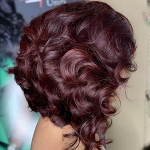 SDD doble dibujado oscuro 99J Color lindo estilo Remy joven donante <span class=keywords><strong>cabello</strong></span> humano HD encaje Frontal cierre pelucas con explosión - Product Image 3
