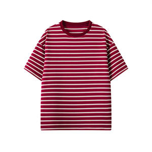 T-shirt court rayé de style américain pour hommes, perlé, écologique, été, nouveau, tendance, marque rétro, col ample, sans manches, pour jeunes - Product Image 5