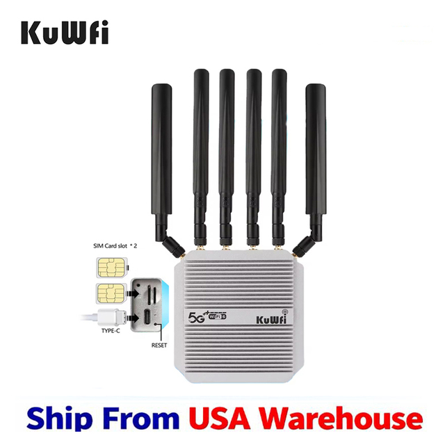 USA Stock KuWFi TR069 Service WiFi6 5g Wi-fi 3000Mbps IP67 TTL IPv6 Function Industrial 5g Cpe Router with Dual Sim Card Slot