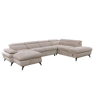 Sofá Cama Seccional en Forma de L de Dos Plazas con Diseño Europeo, Tapizado en Tela, con Almacenamiento y Esponja, Ideal para Sala de Estar, Apartamentos y Centros Comerciales - Product Image 1