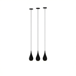 Luminaire suspendu en forme de goutte de pluie noire, E26 LED 2700K, blanc chaud doux, pour îlot de cuisine, salle à manger, couloir, grande taille - Product Image 1