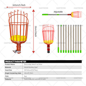 Telescópico Jardim Redondo Metal Fruit Picker Harvester Basket Garden ferramenta longa alça telescópica frutas picker com almofada - Product Image 2