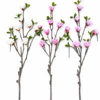 Fleurs artificielles de magnolia à 8 têtes, toucher réel, polymère, 92 cm, pour décoration de mariage, de remise de diplôme et de Noël