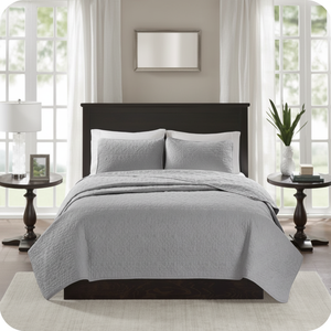 Trapunta reversibile King/Cal King in grigio - Product Image 1