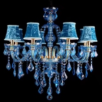 Nouveau design de lustre en cristal bleu pour les bars décoratifs européens, les halls d'accueil et les chambres d'hôtes, importé