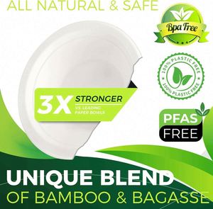 Platos de Papel de Bagazo Biodegradables y Ecológicos de 16 oz, Resistentes, Diseño Minimalista para Sopa Caliente y Bebidas, con Estampado - Product Image 4