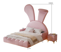 Lit d'enfant design mignon pour fille, lit flottant haut de gamme en cuir avec éclairage, lit simple moderne en bois très populaire