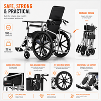 Fauteuils roulants manuels pliants et inclinables à bon prix pour personnes handicapées, avec récipient de nuit, freins à main, repose-jambes réglables en acier carbone et coussin en cuir