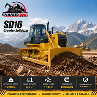 Bulldozer sur chenilles SD16 17T, bulldozer haute efficacité, durable, pour le nivellement des terres, les travaux de terrassement, la préparation des chantiers, équipement de construction