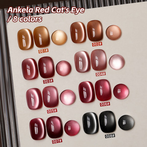 2025 <span class=keywords><strong>Ancara</strong></span> rosso occhio di gatto UV Gel smalto per unghie Suite di lunga durata 8 colori francese perline di vetro a LED pietra magnete Glitter per unghie - Product Image 1