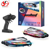 Bateau télécommandé électrique CQZNRC, étanche, haute vitesse (30 km/h), double moteur brushless, jouet de course avec éclairage RVB