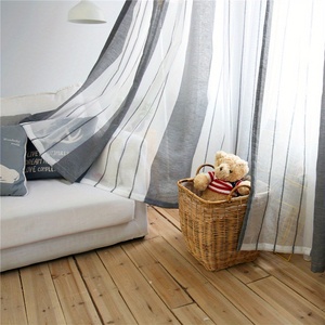 Rideau en gaze douce à rayures bicolores haute transparence, service de personnalisation, rideaux durables coupe-vent pour la décoration intérieure - Product Image 5