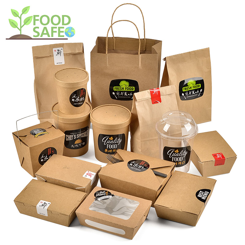 Disposable takeaway biodegradable printed paper fast food packaging