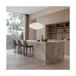Elegant Veined Marble Central <b>Island</b> Modern Home Kitchen Furniture Counter <b>Table</b> - Product Image 2