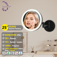 Miroir de vanité rond personnalisé à éclairage simple face, garantie de 3 ans, certificat CE/UL/SAA, miroir mural LED en acier au carbone