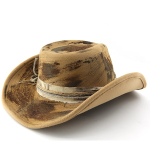 Chapeaux Fedora Panama Mexicains Vintage Peints à la Main en Fausse Laine à Large Bord Enroulable pour Fête, Style <span class=keywords><strong>Stetson</strong></span> Cowboy, Vente en Gros - Product Image 3