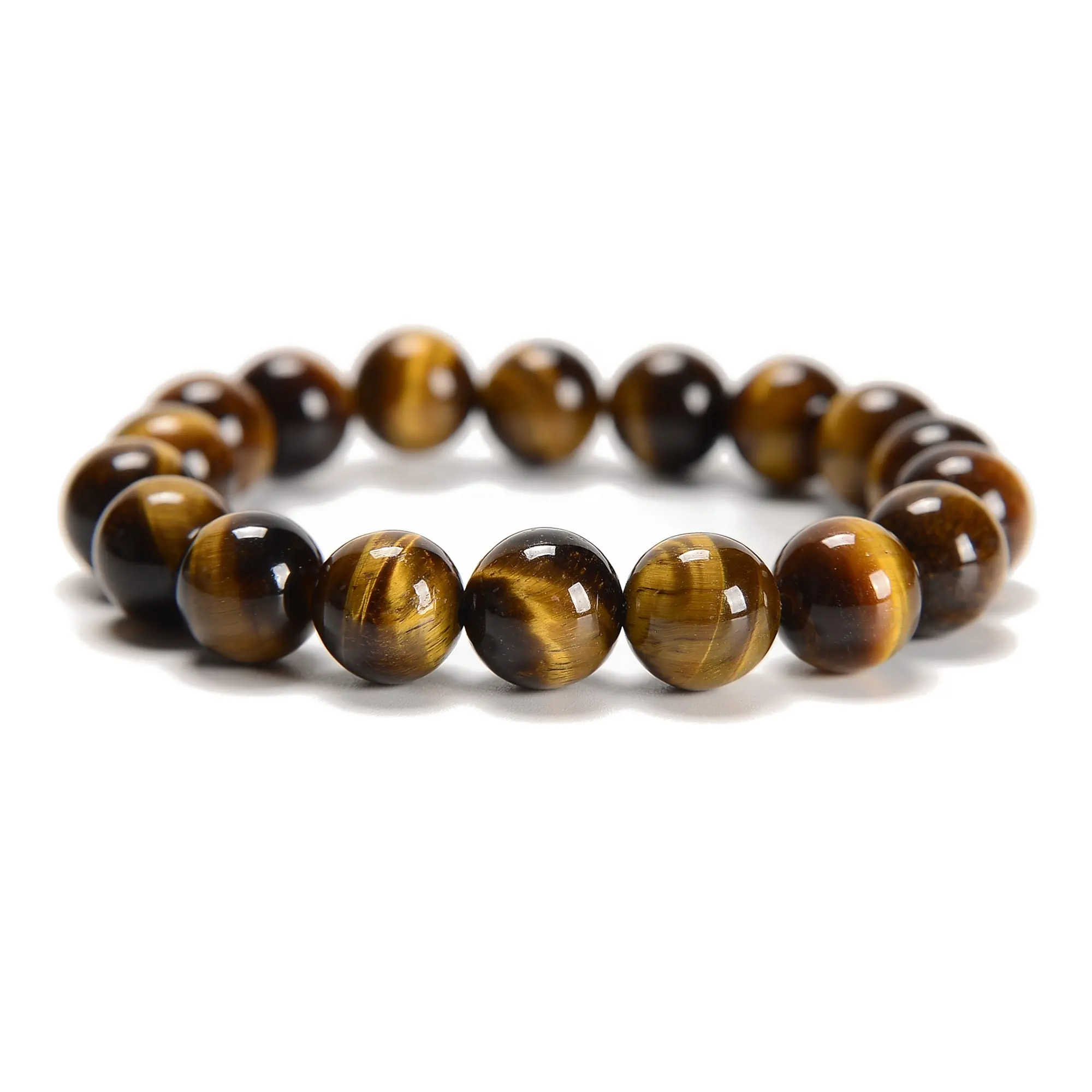 Hot Sale AB Grade Yellow Tiger Eye Smooth Round Beaded Bracelets Size 6mm 8mm 10mm for Men and Women