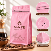 Offre Spéciale – Sachets de café 250g roses mats avec valve et fermeture éclair, pochettes à fond plat personnalisées pour l'emballage de grains de café torréfiés