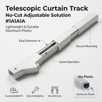 Rail de rideau télescopique manuel moderne et économique |   Rail long réglable en alliage d'aluminium flexible, antirouille, durable et écologique