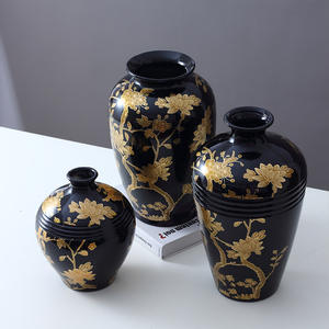 काले सफेद सोने के नए चीनी हल्के लक्जरी बड़े फूल vase प्राचीन घरेलू सजावट सिरेमिक बर्तन ves। - Product Image 3