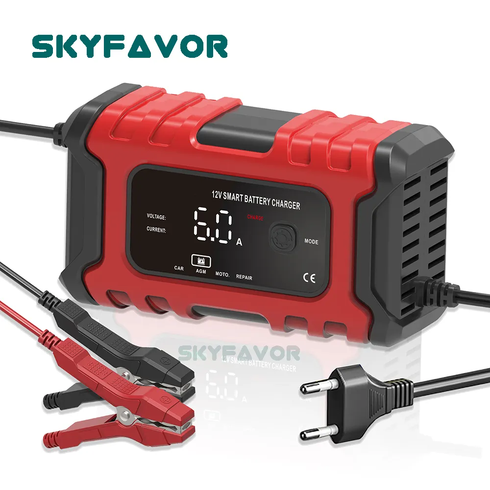 New products smart battery charger car 12v auto 12 VOLT 6A pulse Repair lead acid Maintenance-free car battery charger for 60AH