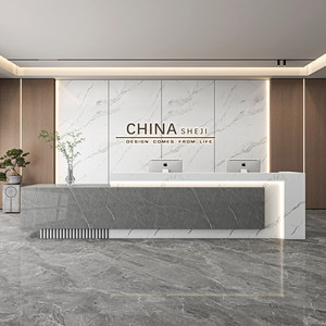 Kashiwa Rock Slab Reception <b>Desk</b> Customized Stone Slab Office Front <b>Desk</b> For Hotel Beauty <b>Salon</b> Clothing Store Cashier Counter - Product Image 1