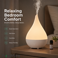 Humidificateur d'air ultrasonique OEM blanc en forme de goutte d'eau, brume fraîche, veilleuse chaude, silencieux, pour bureau, chambre, maison, spa, aromathérapie