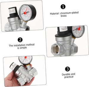 Tmok DN20 3/4 "inç kaplama pirinç ayarlanabilir su RV basınç düşürücü regülatörü ayar vanası basınç göstergesi ile - Product Image 3