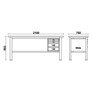 C58BC-W Beta 4C/A 210cm établi anthracite avec plateau en bois et 4 tiroirs - Product Image 4