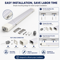 Luminaire LED Tri-proof large et durable, étanche, 36W, 1200mm, AC220-240V, IP65, résistant à la vapeur, luminaire linéaire pour atelier