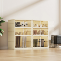 Boîtes de rangement pliables pour chaussures à plusieurs niveaux, organisateur de placard, étagère en plastique transparent pliable pour le salon, étagère à chaussures empilable