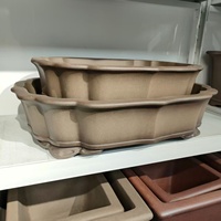 Pot à bonsaï en sable Yixing fait main de haute qualité, forme de feuille, style antique gris avec pieds en forme de nuage, best-seller