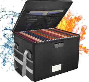 Classic-Style Rectangle Document Storage Box Dust-Proof Fireproof Waterproof <b>File</b> Organizer Case for Important <b>Papers</b> - Product Image 1