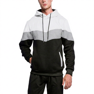 Winter Color Block Hoodie Tracksuit Two Piece Jogger Set Breathable Anti-Wrinkle Polyester Cotton <b>Sweat</b> <b>Suit</b> <b>for</b> <b>Men</b> - Product Image 1