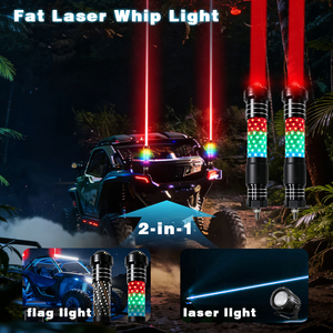 Lampe laser LED RGB pour UTV ATV RZR 12V, projecteur de faisceau spiralé 360° avec télécommande via application, drapeau de sécurité, IP67 - Product Image 2