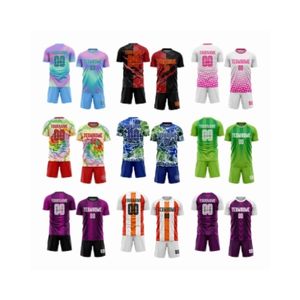 Kit de camisa de futebol com padrões icônicos, kit de camisa de futebol barata de sublimação, estilo em branco, personalizado, roupas esportivas azul vermelho para homens - Product Image 1