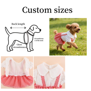 Vestido Rojo a Cuadros para Perro, Linda Falda con Cuello Peter Pan, Ropa de Verano para Perros Pequeños como Teddy, Chihuahua, Atuendo para Mascotas - Product Image 2